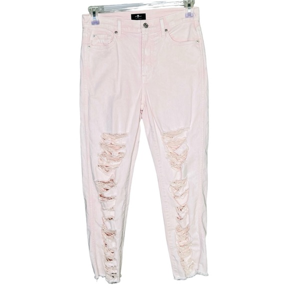 7 For All Mankind High Waist Cropped Straight Leg Jeans - Picture 2 of 8